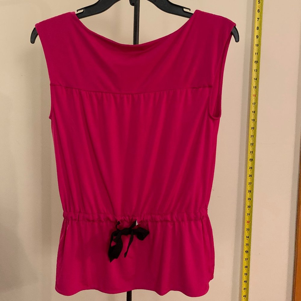EXPRESS extra small pink sleeveless top with black ribbon cinch waist